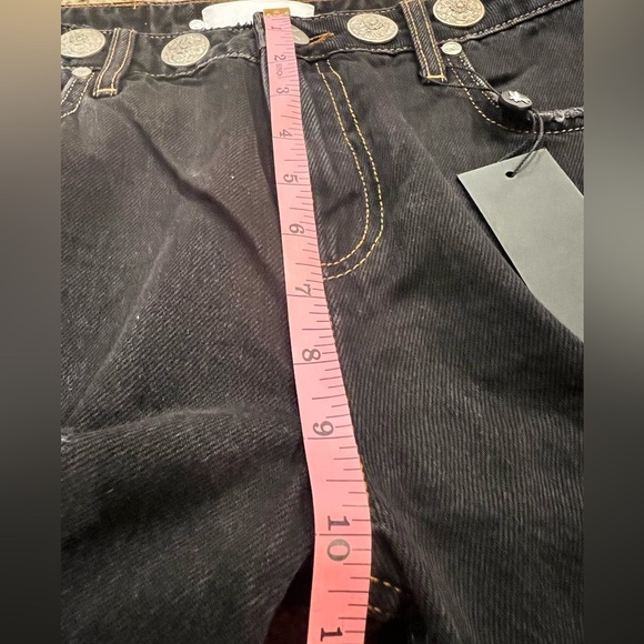 One Teaspoon Truckers Mid Waist Long-Length Relaxed Denim Shorts - Black, Size 4 - Picture 8 of 12